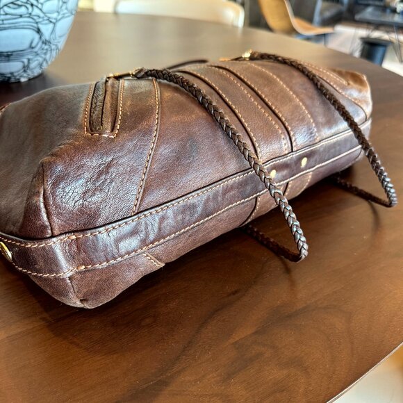 Andrew Marc Brown Leather Hobo Shoulder Handbag Satchel Medium - Picture 14 of 16